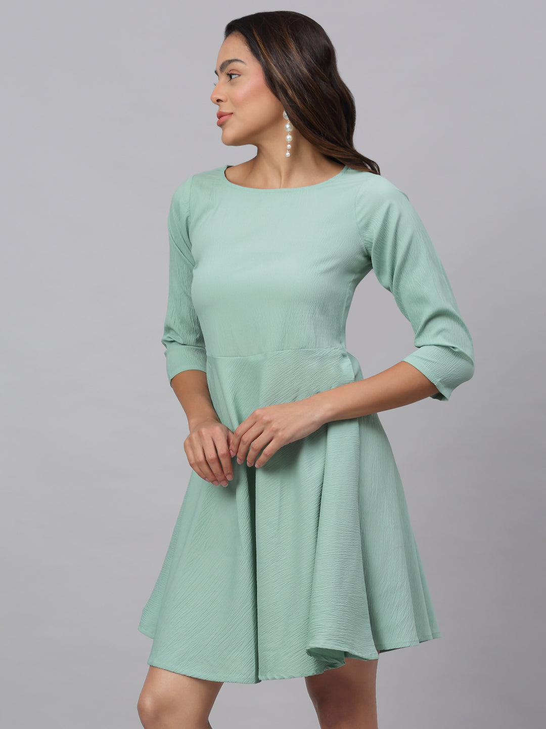 Jainish Women's Green A-Line Dress