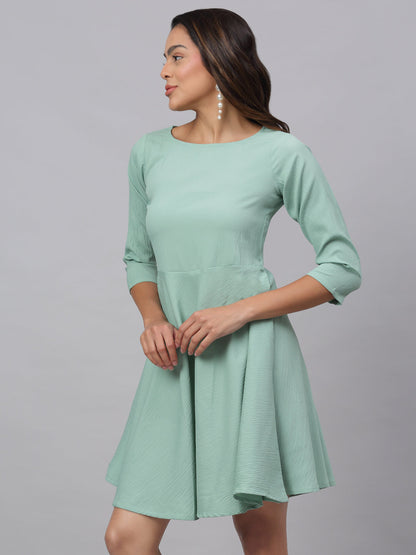 Jainish Women's Green A-Line Dress
