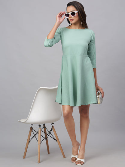 Jainish Women's Green A-Line Dress