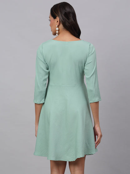Jainish Women's Green A-Line Dress