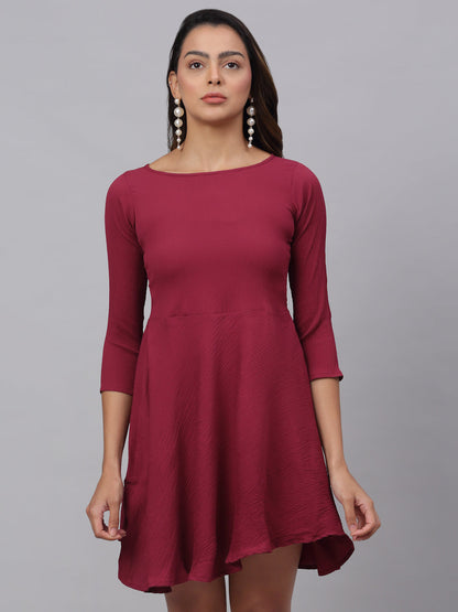 Jainish Women's Maroon A-Line Dress