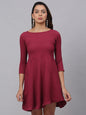 Jainish Women's Maroon A-Line Dress