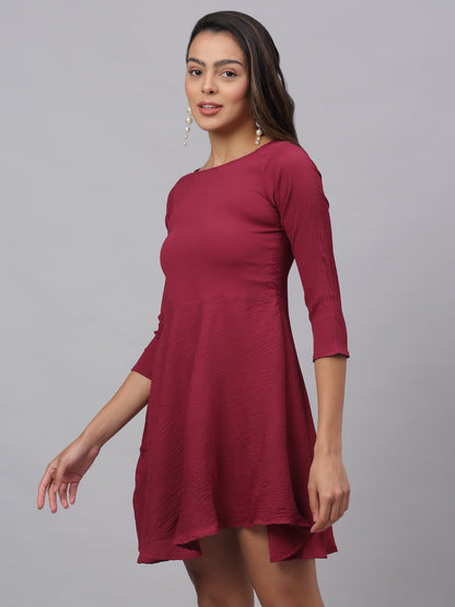 Jainish Women's Maroon A-Line Dress