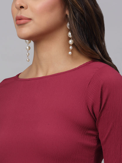 Jainish Women's Maroon A-Line Dress