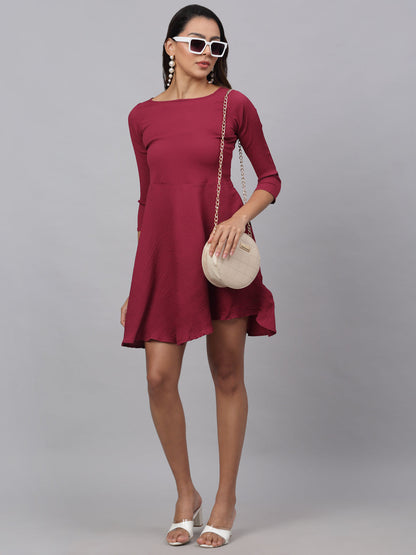 Jainish Women's Maroon A-Line Dress
