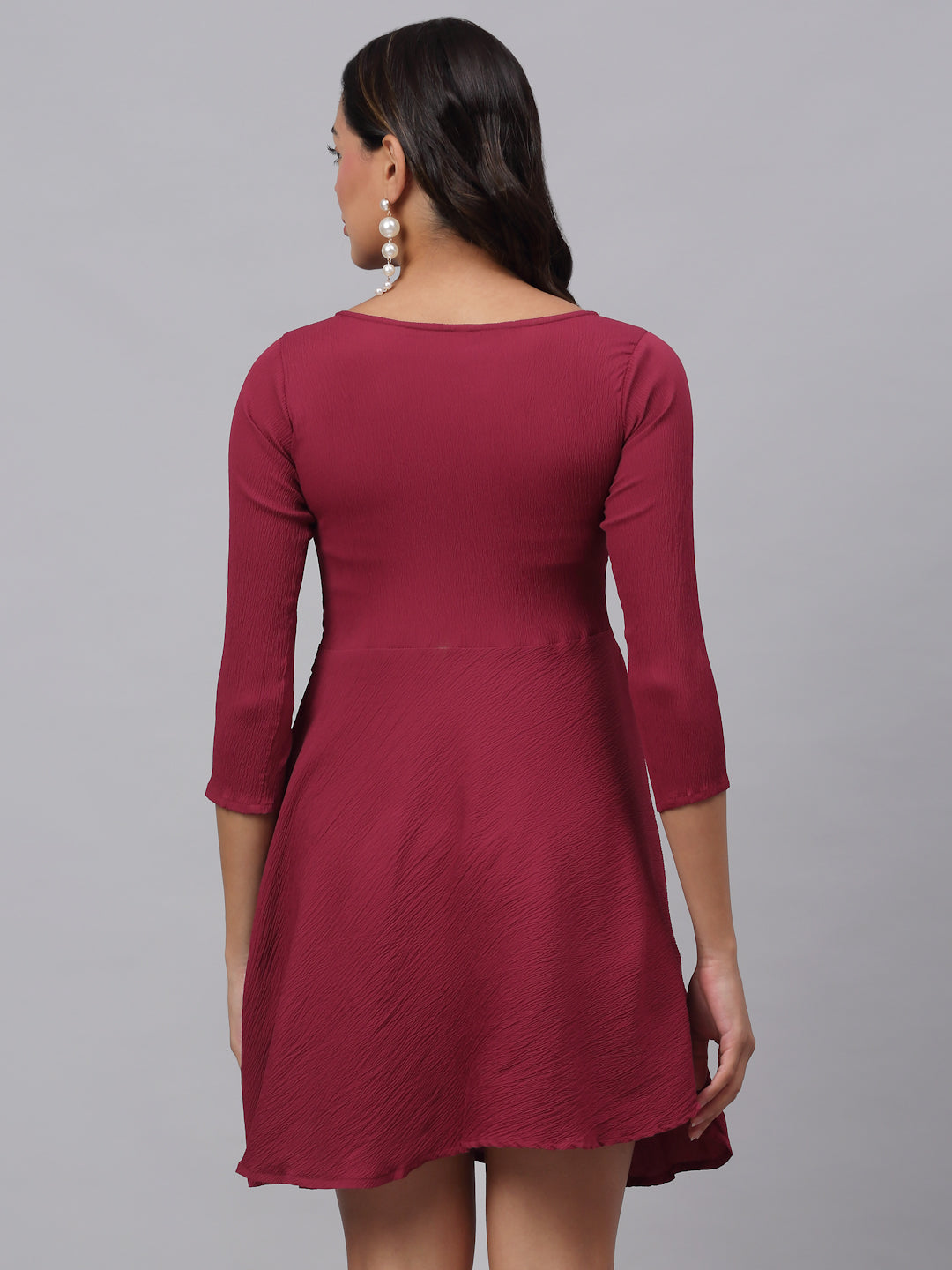 Jainish Women's Maroon A-Line Dress