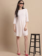 Jainish Women's White Solid A-Line Dress