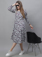 Jainish Women's WoFloral Print Square Neck Puff Sleeved flared Dress - Purple