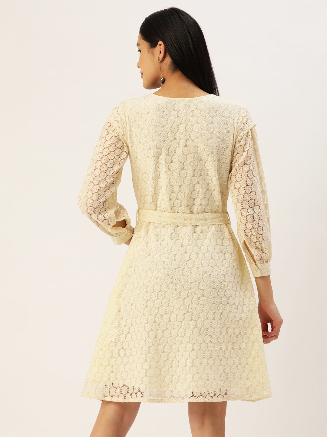 Jainish Women's Off-White A-Line Cotton Dress