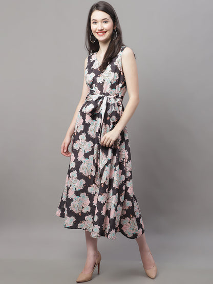 Jainish Women's Black Printed A-Line Dresses