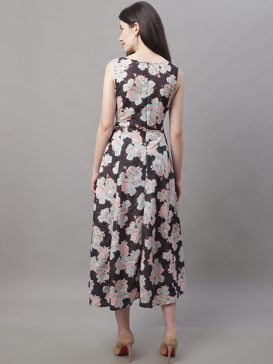 Jainish Women's Black Printed A-Line Dresses