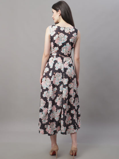 Jainish Women's Black Printed A-Line Dresses