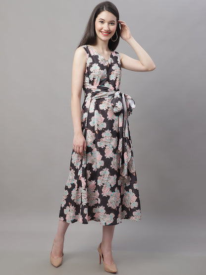Jainish Women's Black Printed A-Line Dresses