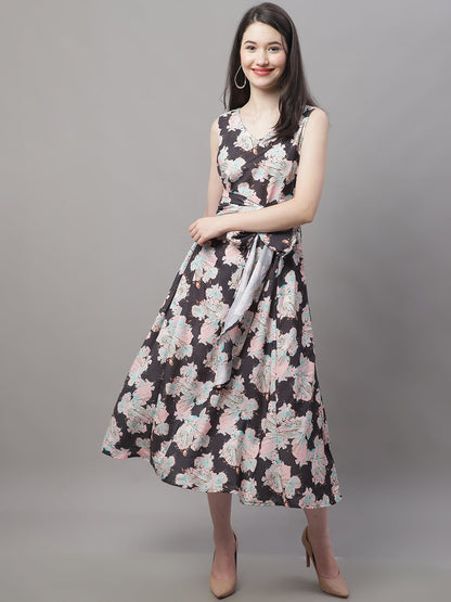 Jainish Women's Black Printed A-Line Dresses