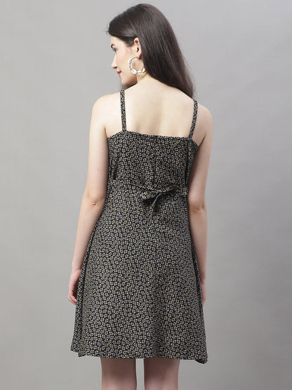 Jainish Women's Grey Floral Printed A-Line Dresses