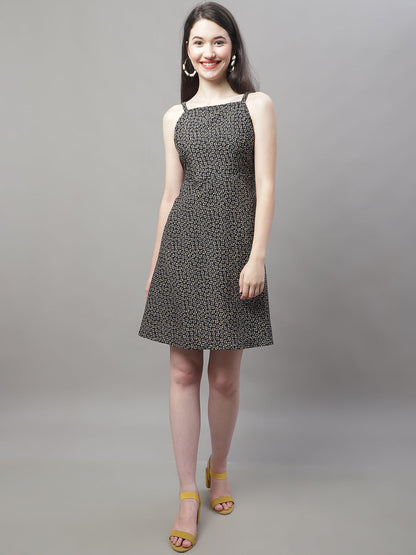 Jainish Women's Grey Floral Printed A-Line Dresses