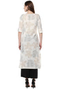 Janasya Off White Cotton Foil Print Straight kurta