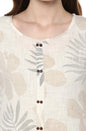 Janasya Off White Cotton Foil Print Straight kurta