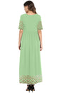 Janasya Light Green Poly Crepe Gold Print Flared kurta