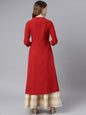 Janasya Maroon Poly Crepe Ethnic Motifs A-line kurta