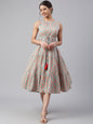 Janasya Women's Mint Green Cotton Floral Printed Tiered Western Dress