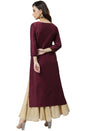 Janasya Wine Poly Silk Solid Straight kurta