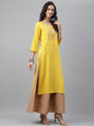 Janasya Women's Mustard Poly Rayon Solid Casual Straight Kurta