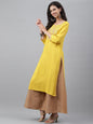 Janasya Women's Mustard Poly Rayon Solid Casual Straight Kurta