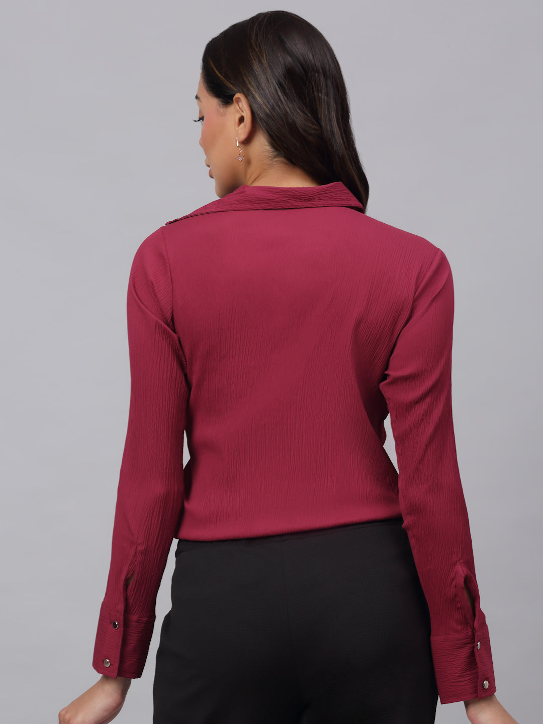 Jainish Women's Maroon Solid Shirt - Maroon