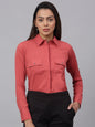 Jainish Women's Peach Solid Shirt - Peach