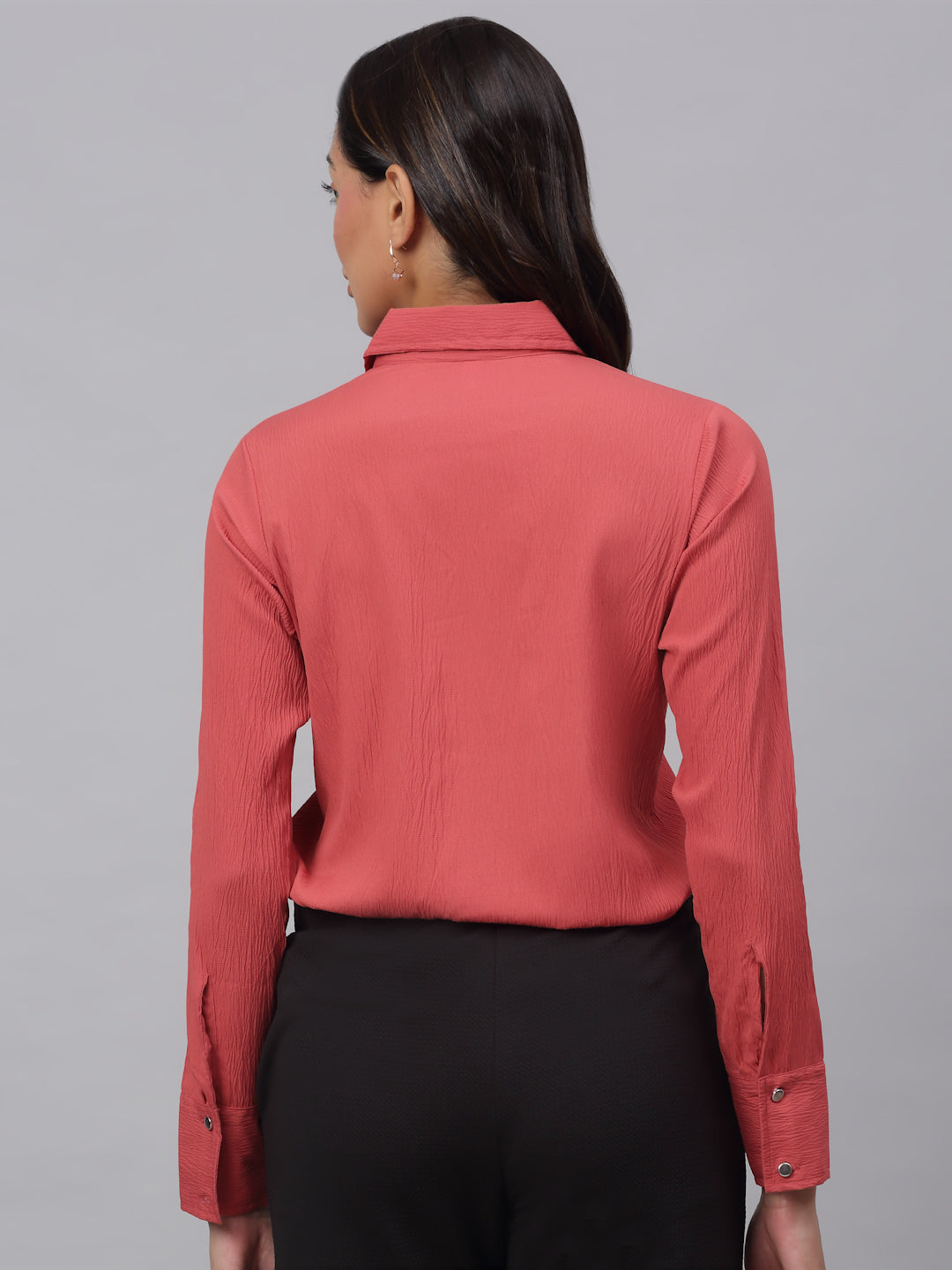 Jainish Women's Peach Solid Shirt - Peach