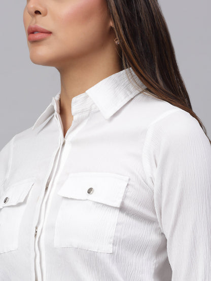 Jainish Women's White Solid Shirt - White