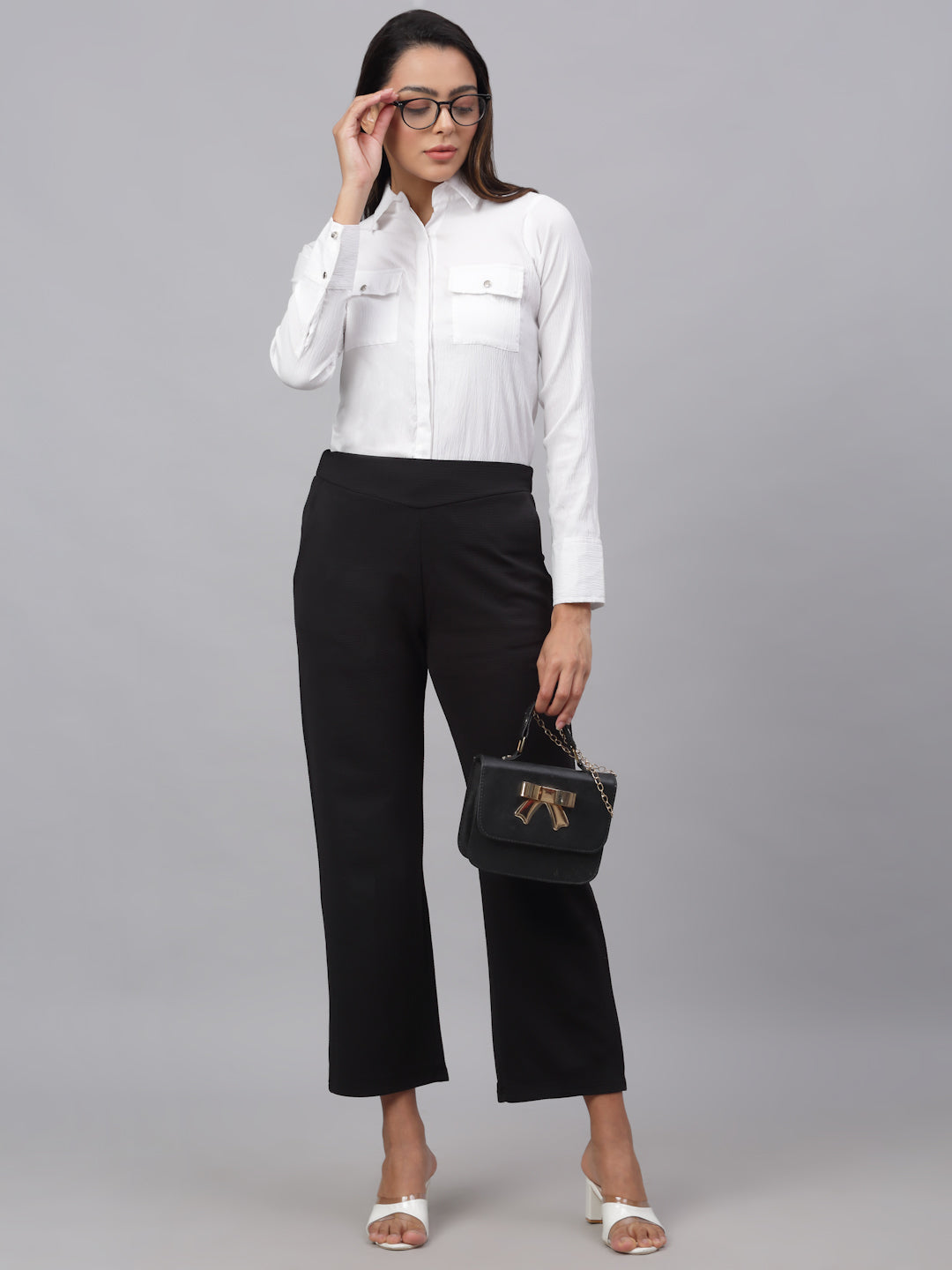 Jainish Women's White Solid Shirt - White