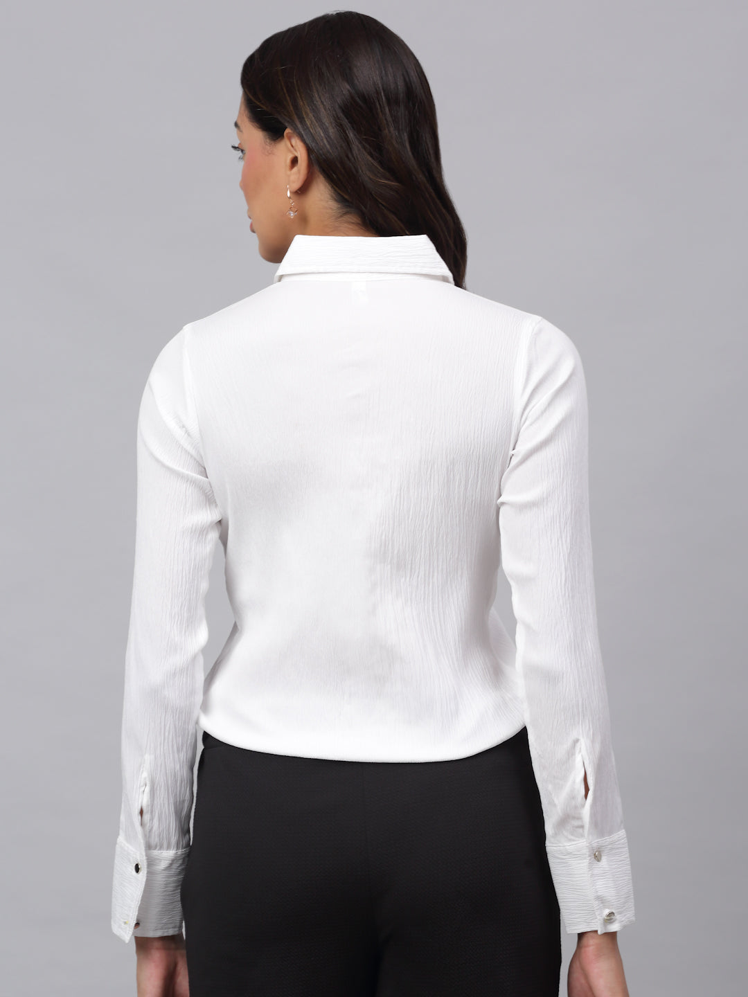 Jainish Women's White Solid Shirt - White