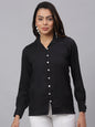 Jainish Women's Black Solid Shirt - Black