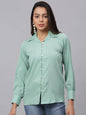 Jainish Women's Green Solid Shirt - Green