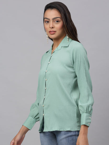 Jainish Women's Green Solid Shirt - Green
