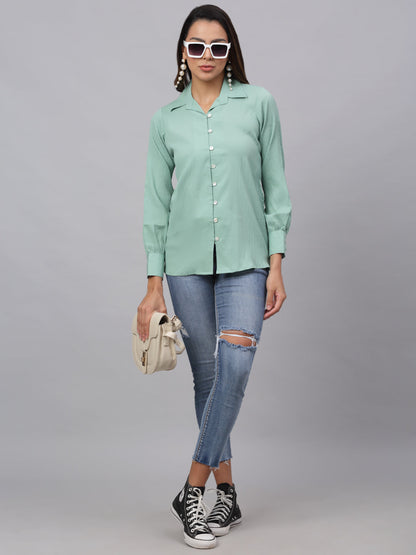 Jainish Women's Green Solid Shirt - Green