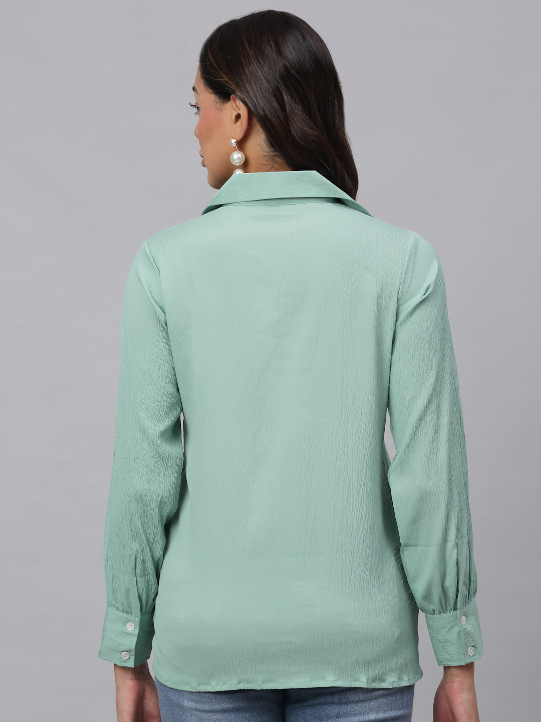 Jainish Women's Green Solid Shirt - Green