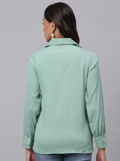 Jainish Women's Green Solid Shirt - Green