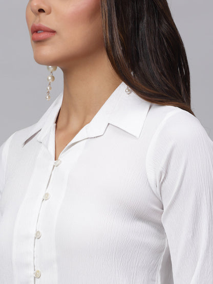 Jainish Women's White Solid Shirt - White
