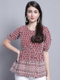 Jainish Women's WoChikankari & Sequins Work Empire Top - Maroon