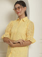 Indian Needle Women's Embroidered Cotton Dress - Yellow