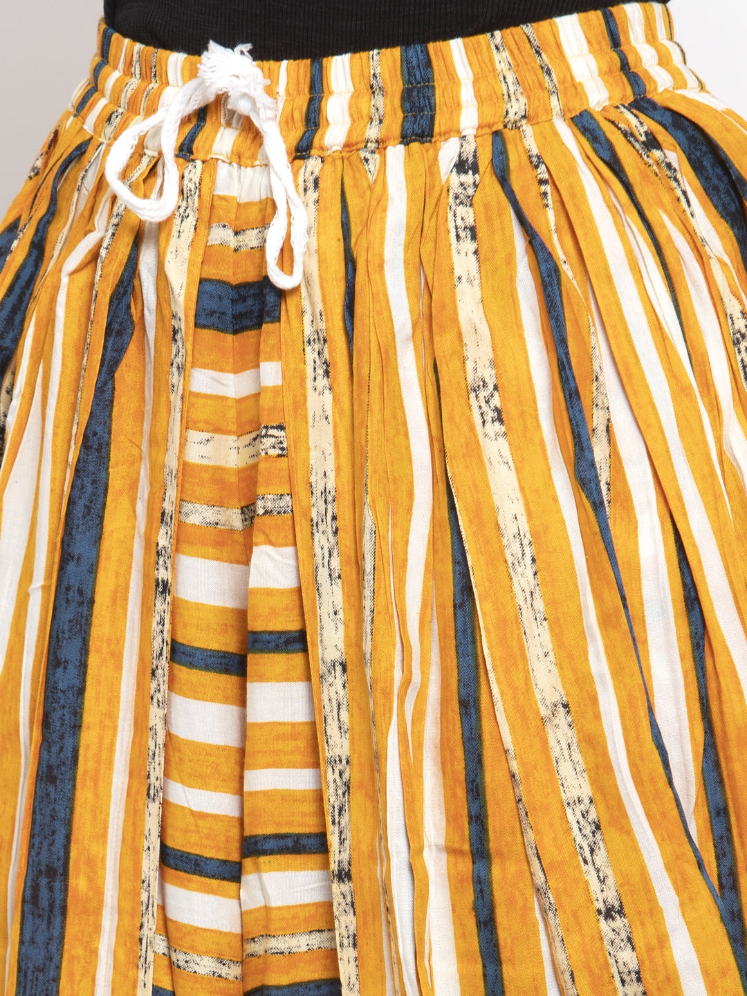 Jompers Women Yellow and Blue Stripped Dhoti