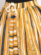 Jompers Women Yellow and Blue Stripped Dhoti