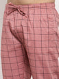 Jainish Men's Peach Checked Cotton Track Pants ( JOG 012Peach )