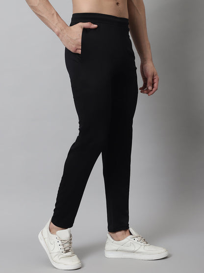 Jainish Men's Black Solid Streachable Lycra Trackpants