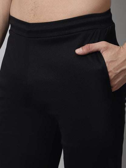 Jainish Men's Black Solid Streachable Lycra Trackpants