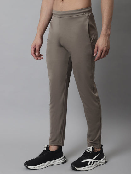 Jainish Men's Brown Solid Streachable Lycra Trackpants