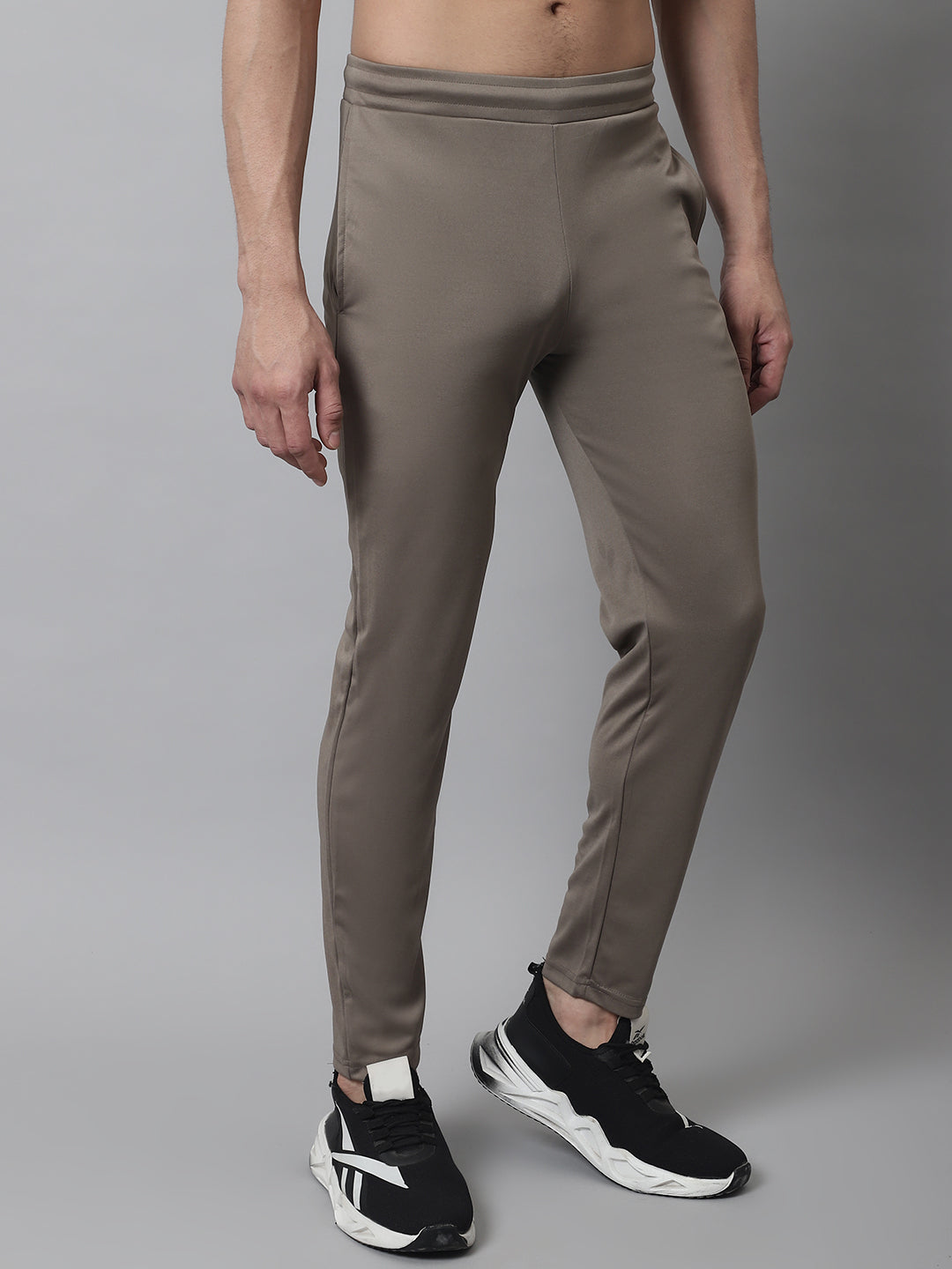 Jainish Men's Brown Solid Streachable Lycra Trackpants